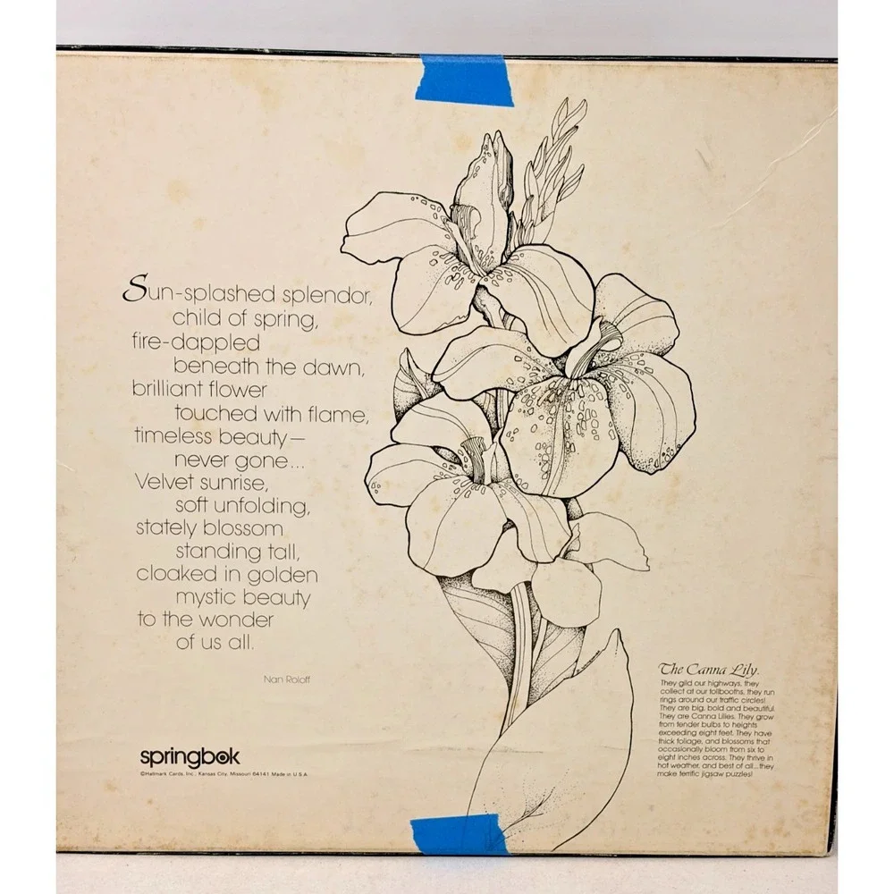 Springbok Vintage 1978 Beauty Unfolding Canna Lily 500+ Piece Round Puzzle